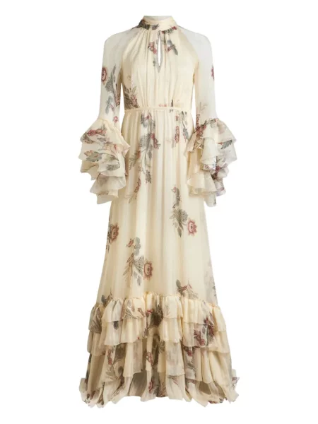 Rochie Etro de mătase cu model floral cu volane