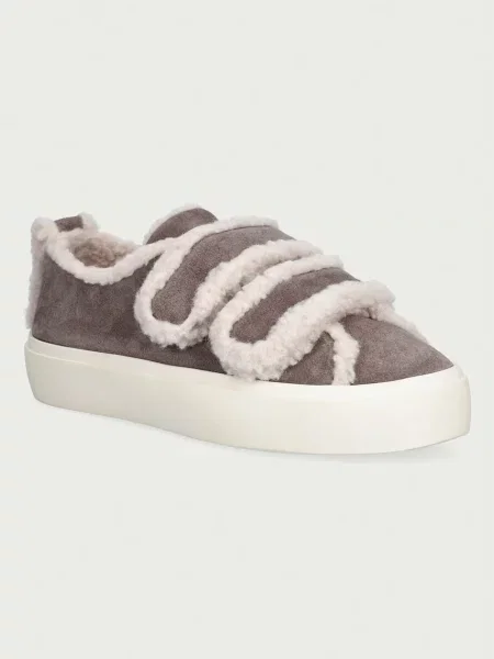 Inuikii Shearling Low Velcro sneakers pentru femei din piele întoarsă gri
