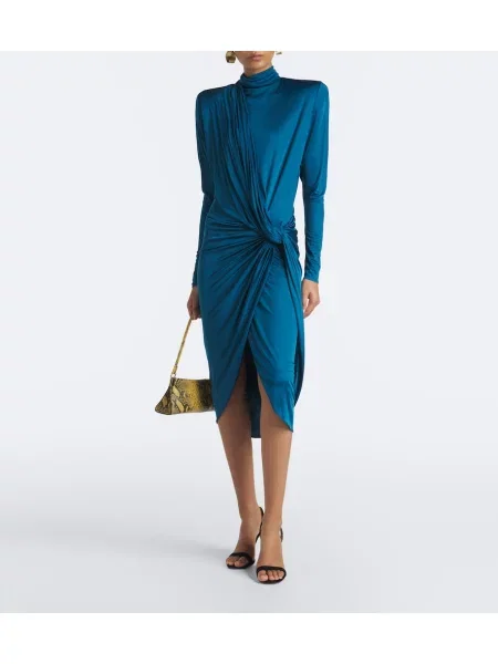 Rochie midi Balmain din jerseu albastru