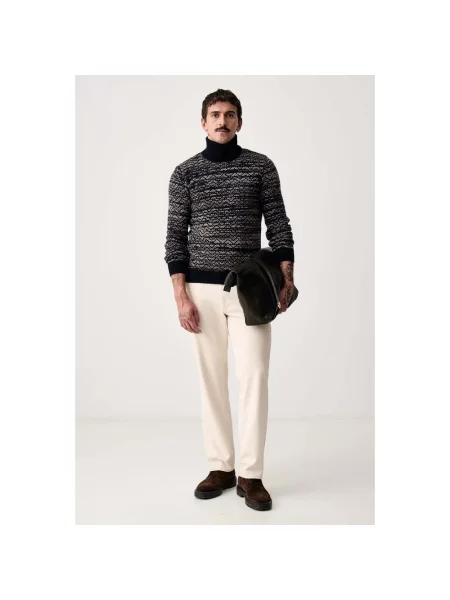 Sweter z golfem Guess wełniany do golfa niebieski
