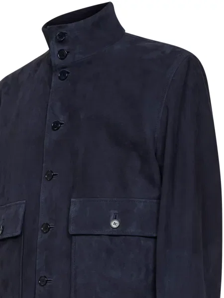 Geacă bomber Gucci din piele de căprioară albastru