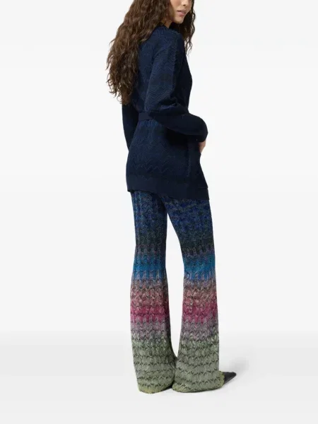 Pletene hlače Missoni lepršave plava