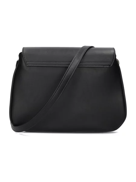 Lniana torebka crossbody Valentino By Mario Valentino z logo czarna