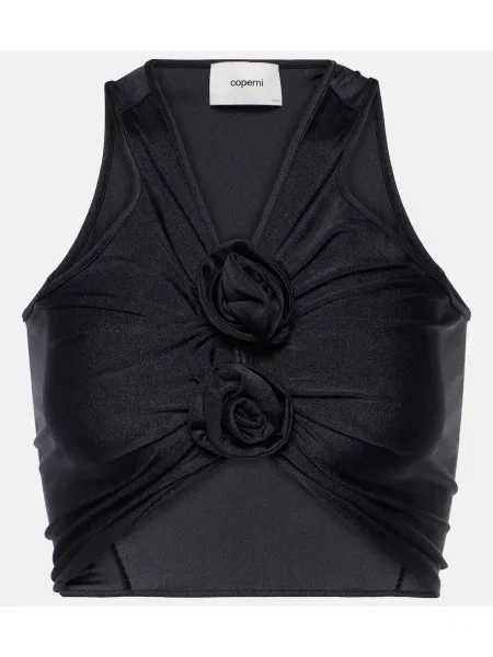 Top Coperni cu model floral din jerseu negru