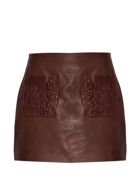 Mini fustă din piele Munthe mini maro
