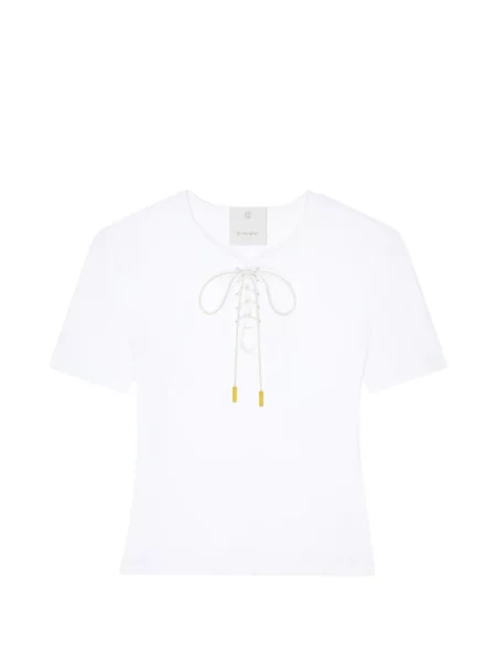 Tricou Givenchy cu șireturi din dantelă alb