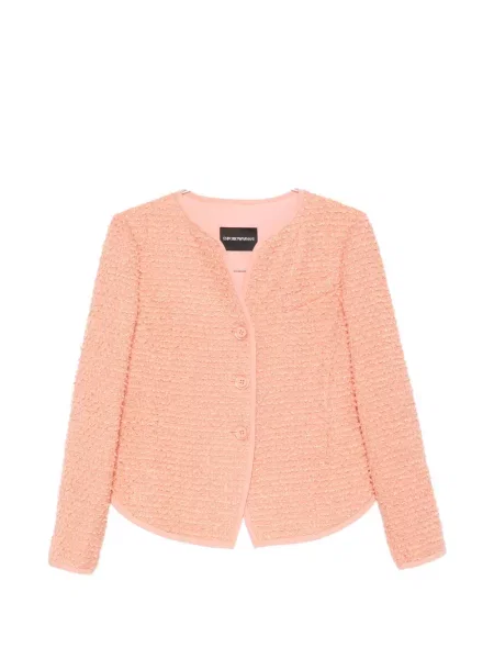Geacă Emporio Armani din tweed roz