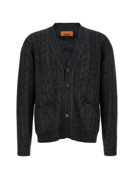 Cardigan Missoni tricotate cu decolteu în V negru