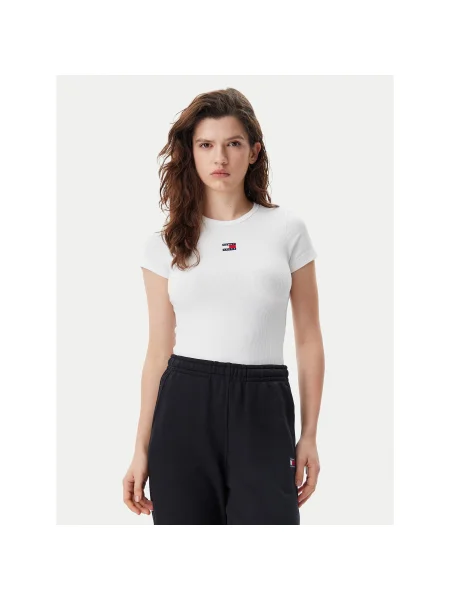 Tommy Jeans Póló Badge Slim Fit fehér