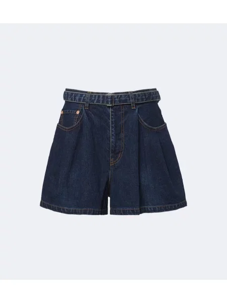 Cu centură pantaloni scurți din denim Sacai albastru