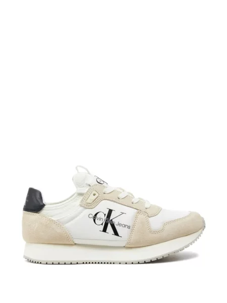 Sneakerși Calvin Klein din piele de căprioară cu imagine alb
