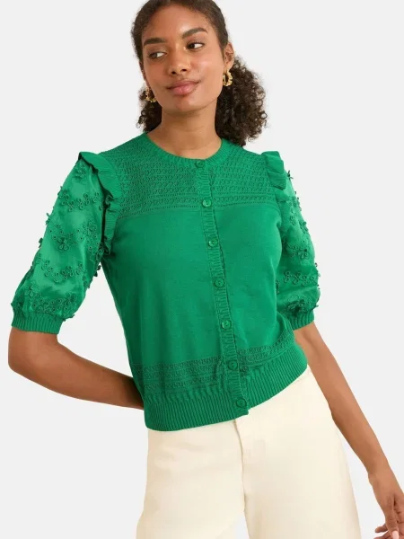 Love & roses Geacă tricotată jad verde