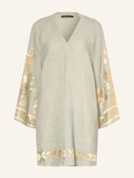 Greek Archaic Kori Sukienka Plażowa Ios Z Lnu Z Błyszczącą Nicią grau szara