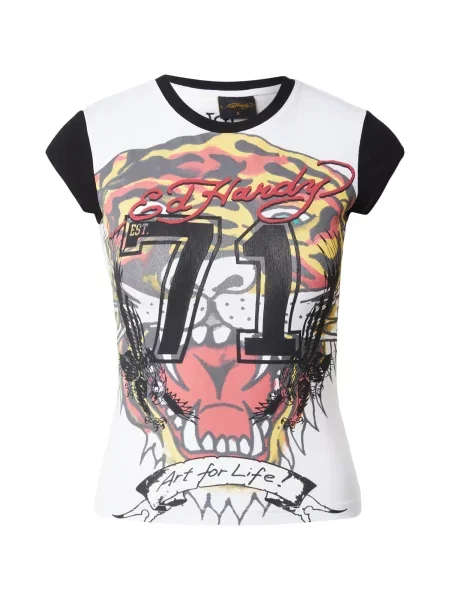 Ed Hardy Tricou galben / roșu cireș / negru alb
