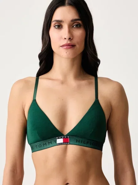 Tommy Hilfiger podprsenka s bavlnou zelená