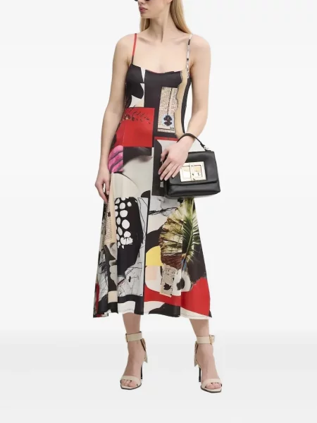 Sukienka midi Desigual z nadrukiem do kolan garniturowa czarna