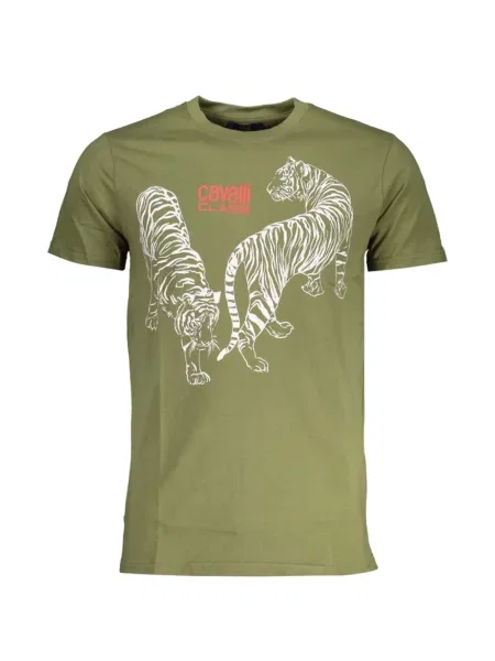 Tricou Cavalli Class cu imagine cu dungi de tigru verde