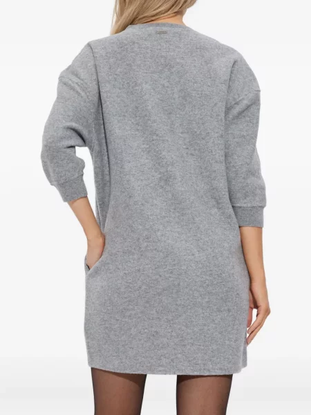 Костюм миди рокля Max Mara с 3/4 ръкави до коляното сиво