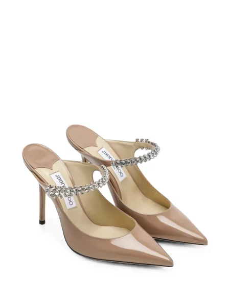 Papuci tip mules Jimmy Choo din piele cu bretele roz