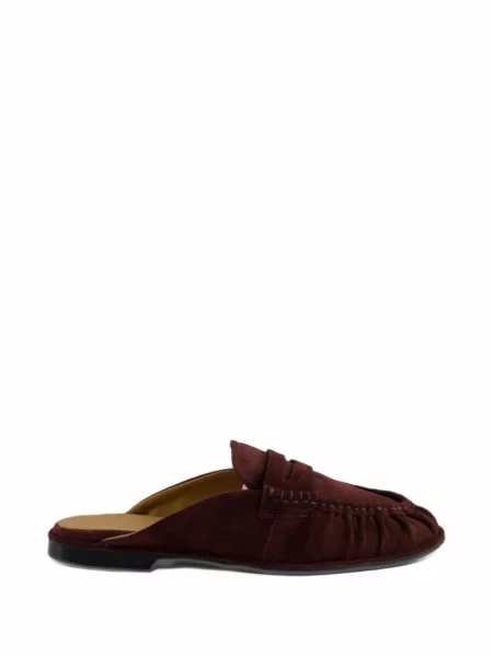 Papuci tip mules Toral Shoes din piele de căprioară fără toc roșu