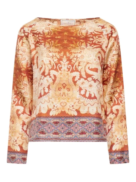 Bluză Pierre-louis Mascia cu model floral lungă roșu