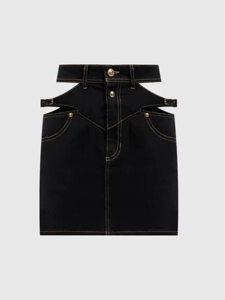 Джинсова спідниця з логотипом V-Emblem Versace Jeans Couture чорна