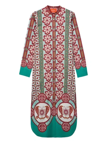 Rochie La Doublej din poplin de costum verde