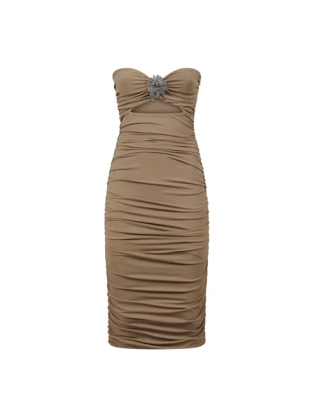 Sukienka midi .amen. w kwiatki do kolan bez ramiączek szara