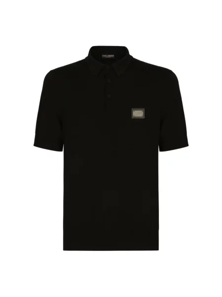 Koszulka polo Dolce&gabbana wełniana czarna