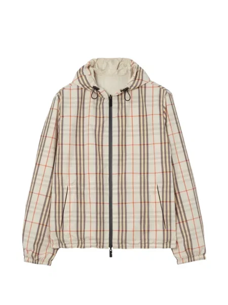 Geacă Burberry în carouri cu glugă