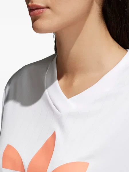 Top Adidas alergare cu decolteu în V alb