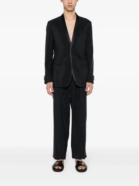 Plisované kalhoty Giorgio Armani modré
