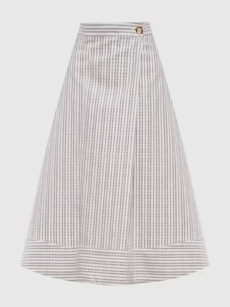 Спідниця міді в смужку Agnona біла