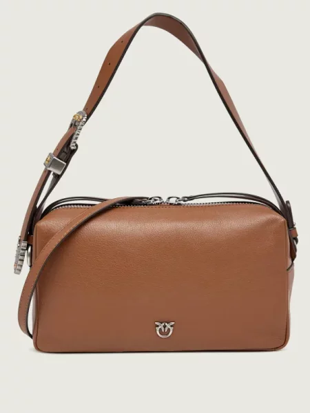 Pinko De piele geantă pe umăr BAULETTO TRITTICO maro