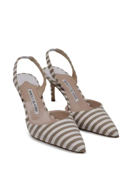 Csíkos nyitott sarkú körömcipő Manolo Blahnik