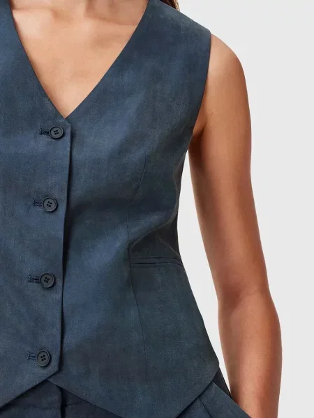 AllSaints kamizelka AVERIE jednorzędowa niebieski