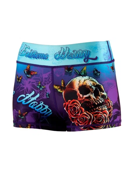 Spodenki sportowe do jogi fitnessu EXTREME HOBBY SKULL 2 niebieskie