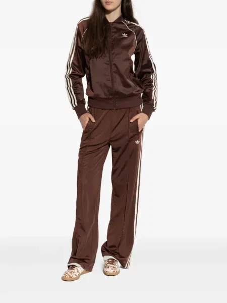 Długa mała kurtka Adidas garniturowa brązowa