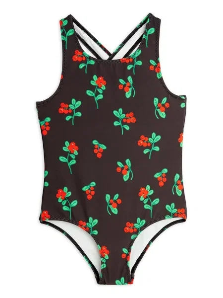 Mini Rodini Jednodílné dětské plavky Lingonberries černé