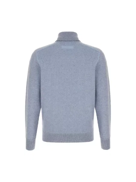 Lniany sweter z golfem Zegna niebieski
