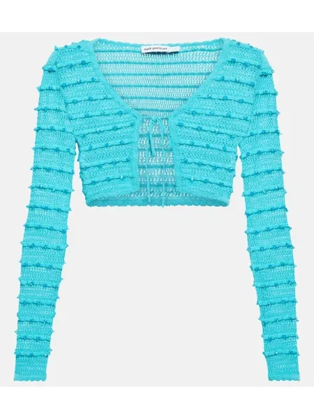 Cardigan Self-portrait cu dungi tricotate albastru