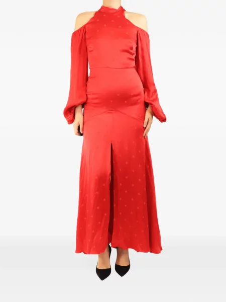Сатенена макси рокля Temperley London червено