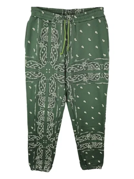 Pantaloni de trening The World Is Yours cu model paisley verde