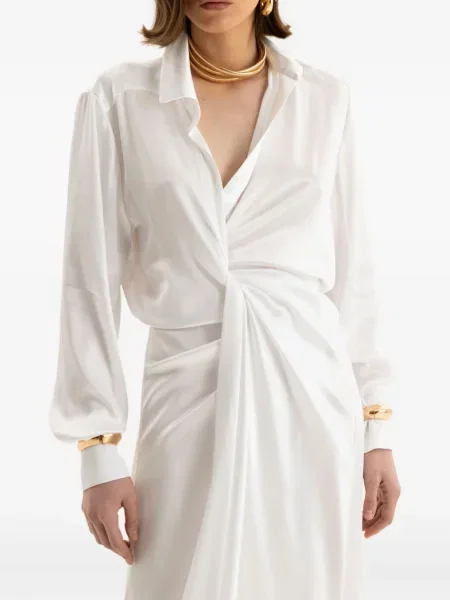 Rochie tip cămașă Moos Studio de costum alb