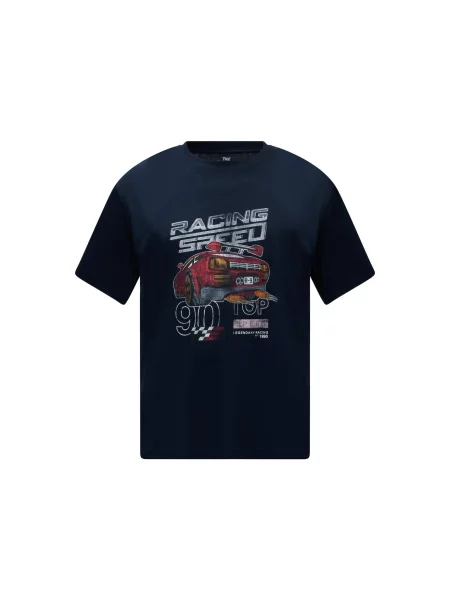 JACK & JONES Tricou JORRETRO ACTION MOVIE bleumarin / portocaliu / roșu alb