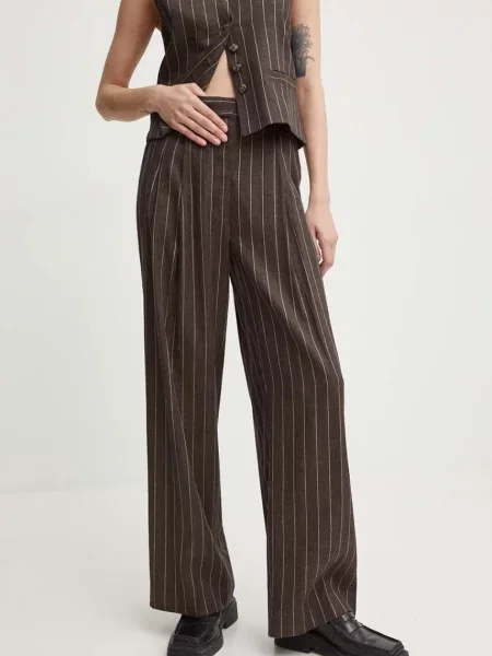 Ленен панталон Day Birger et Mikkelsen Enzo Casual Linen Stripe кафяво