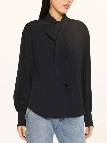 Émanou Hladká Halenka S Hedvábím černá