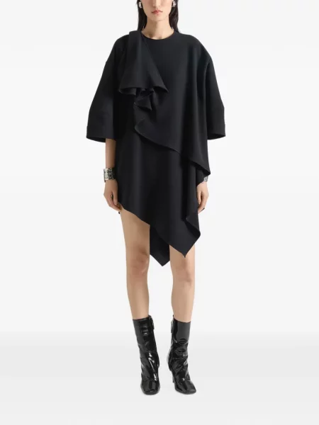 Rochie Givenchy cu funde asimetrică din crep negru