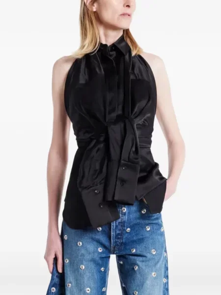 Top A.w.a.k.e. Mode cu legături cu gât halter negru