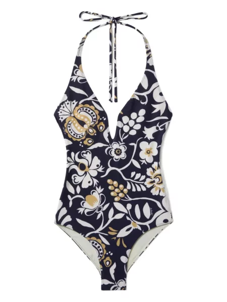 Costum de baie La Doublej cu model floral albastru